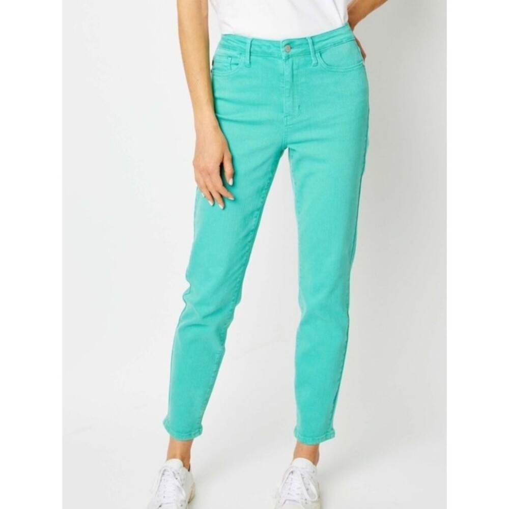 Judy Blue High Waist Aquamarine Garment Dyed Teal Denim Jeans Women’s Size 9/29